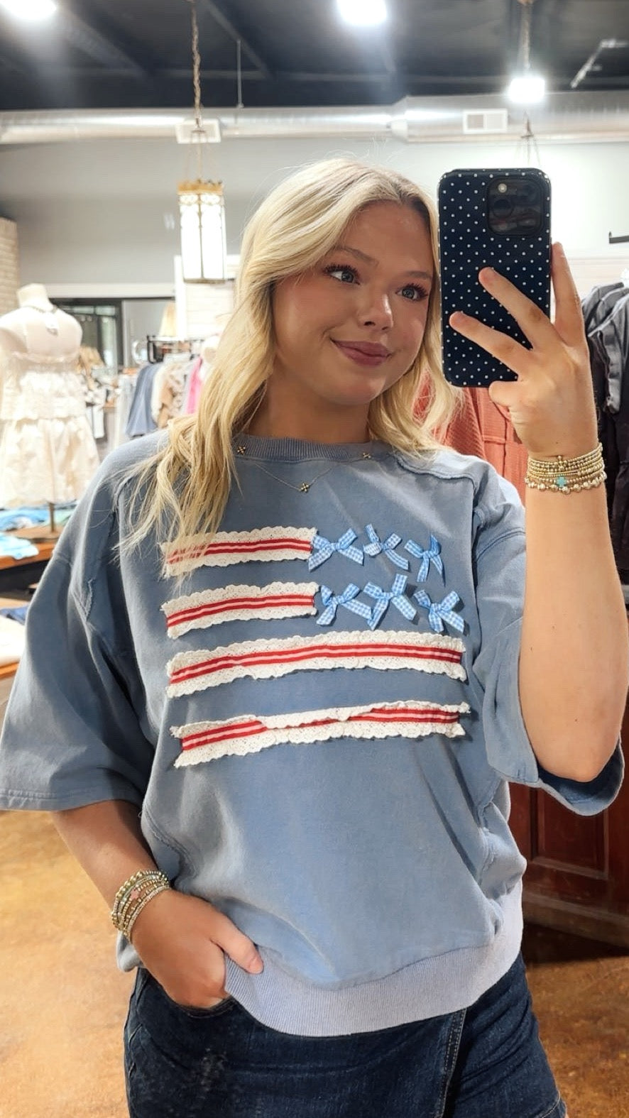 Half sleeve American Flag Top