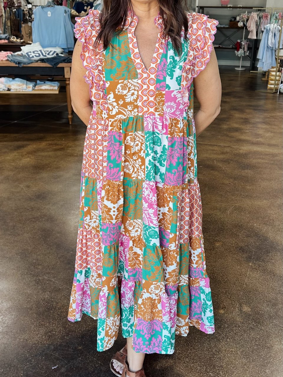 Scarf Print Midi Dress