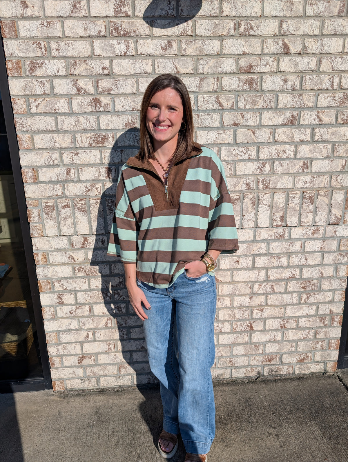 Half Zip Stripe Pullover