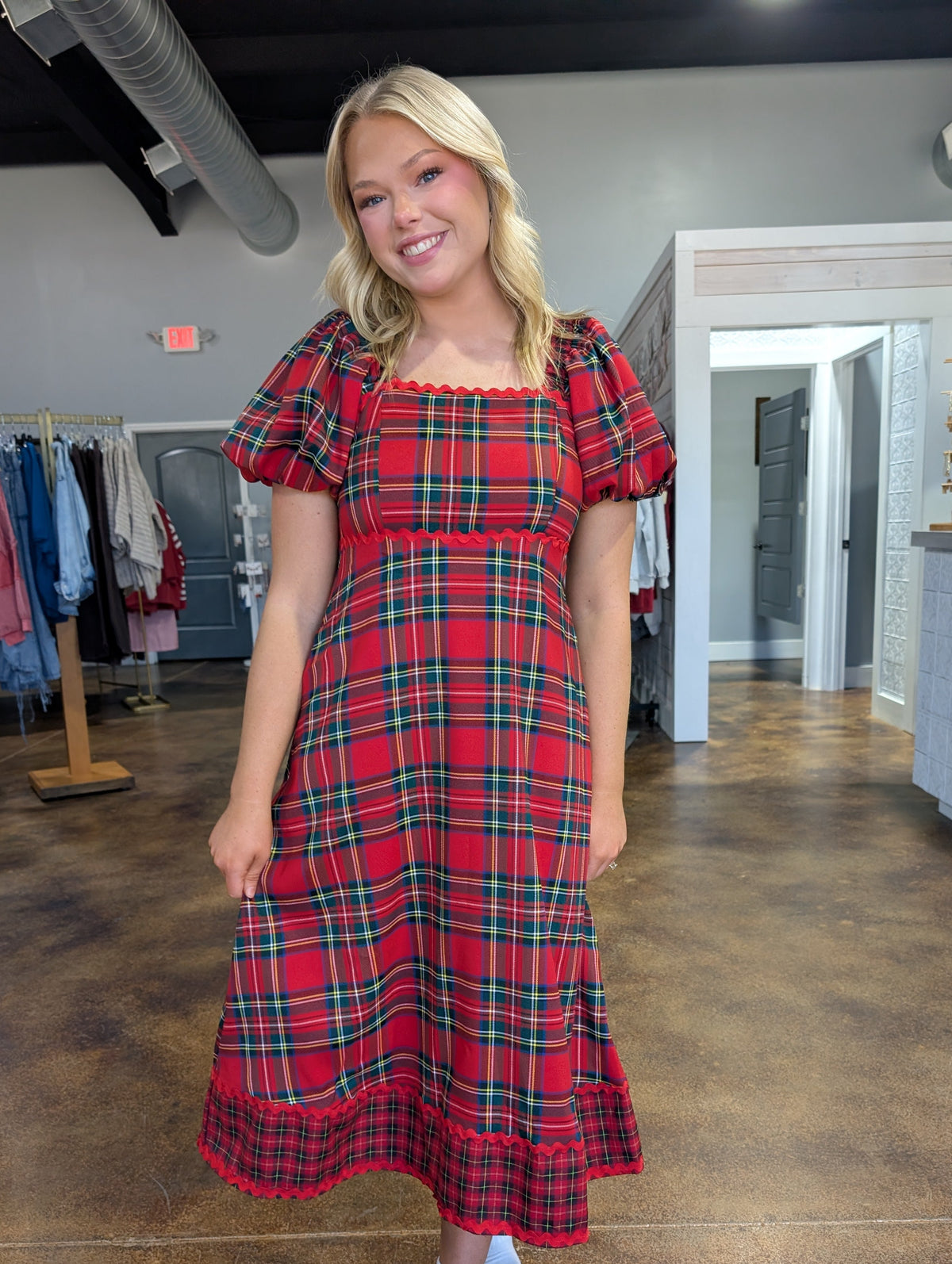 Holiday Plaid Maxi Dress