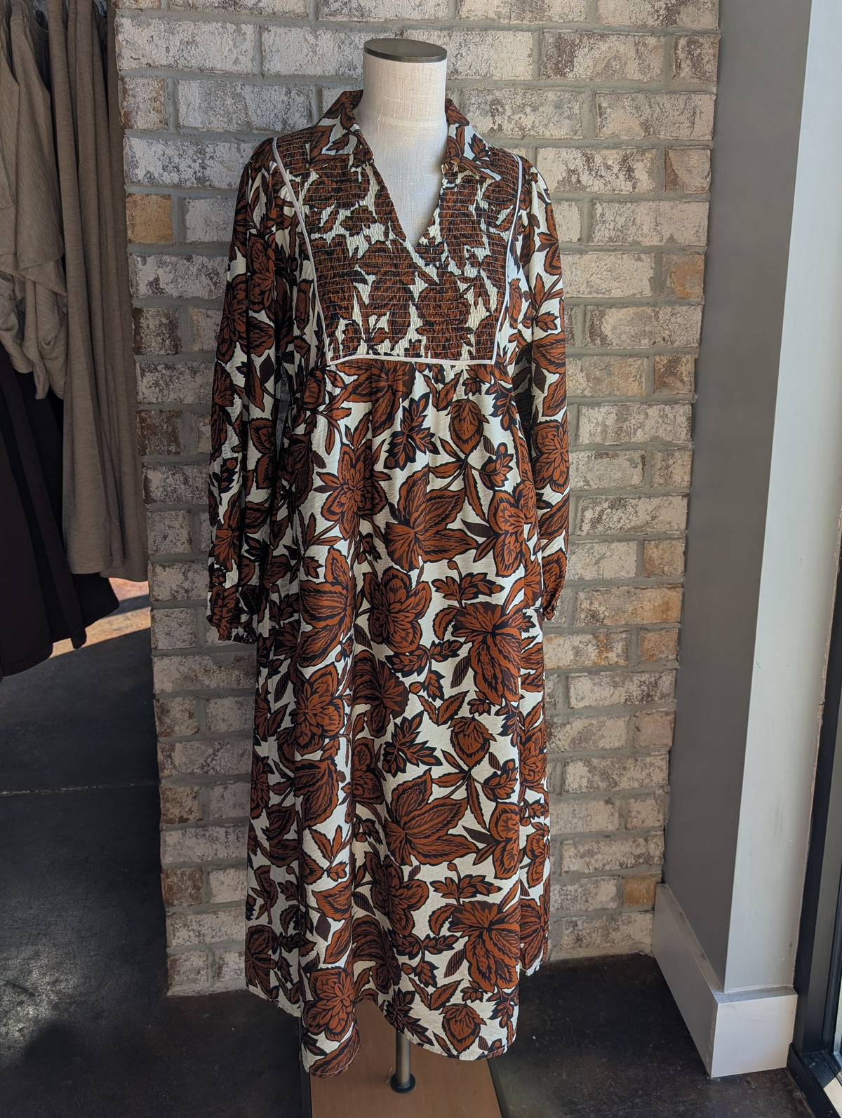 Smocked Chest Floral Midi Dress