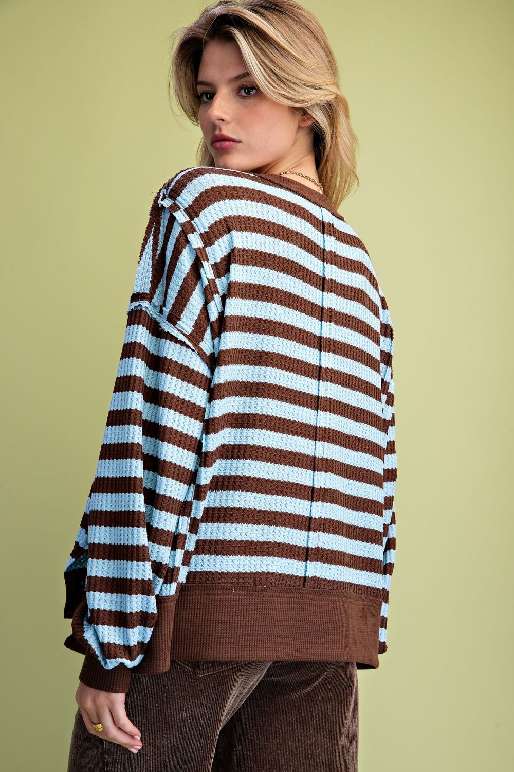 STRIPE THERMAL KNIT TOP