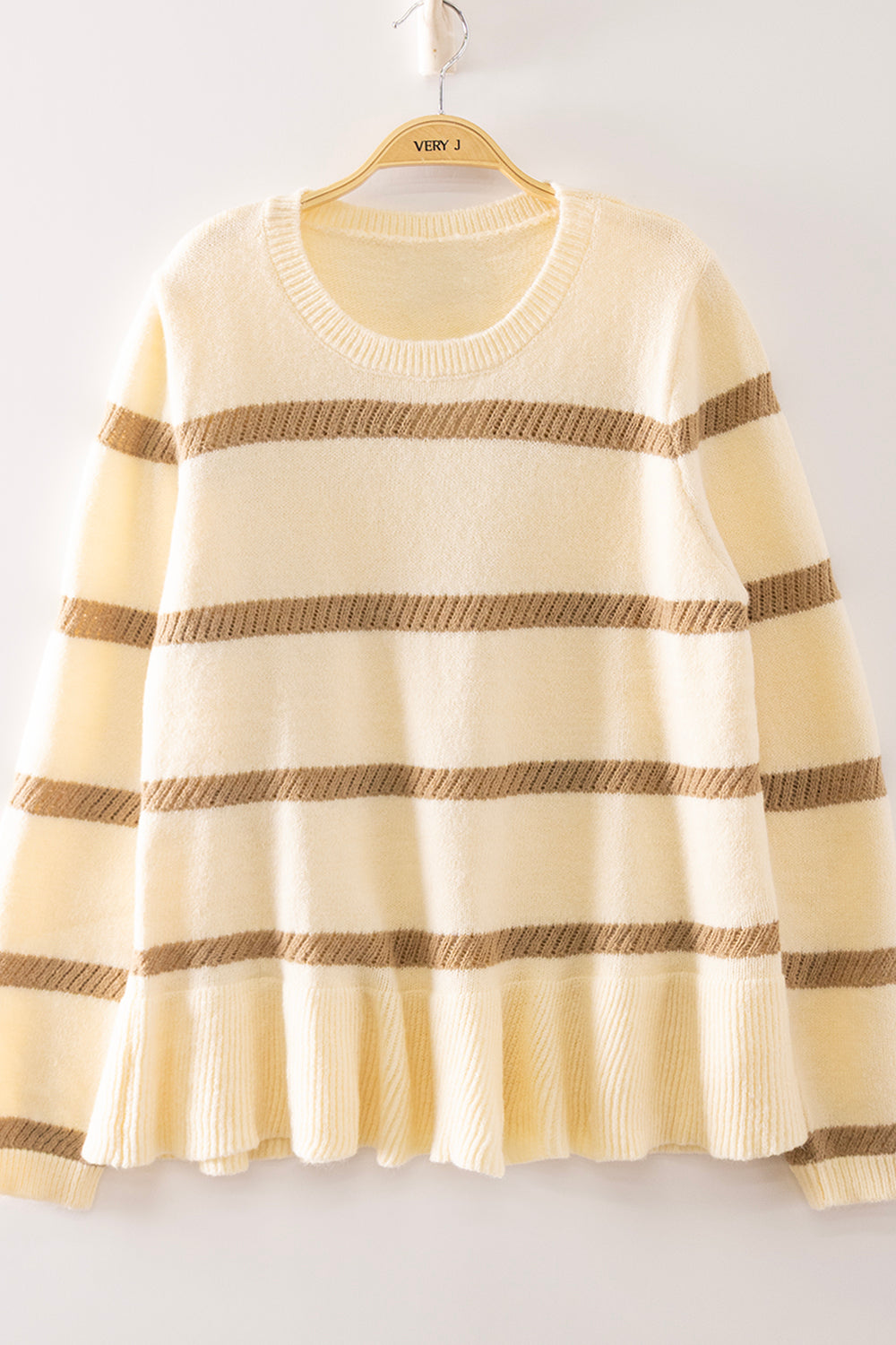 Stripe Ruffle Hem Sweater