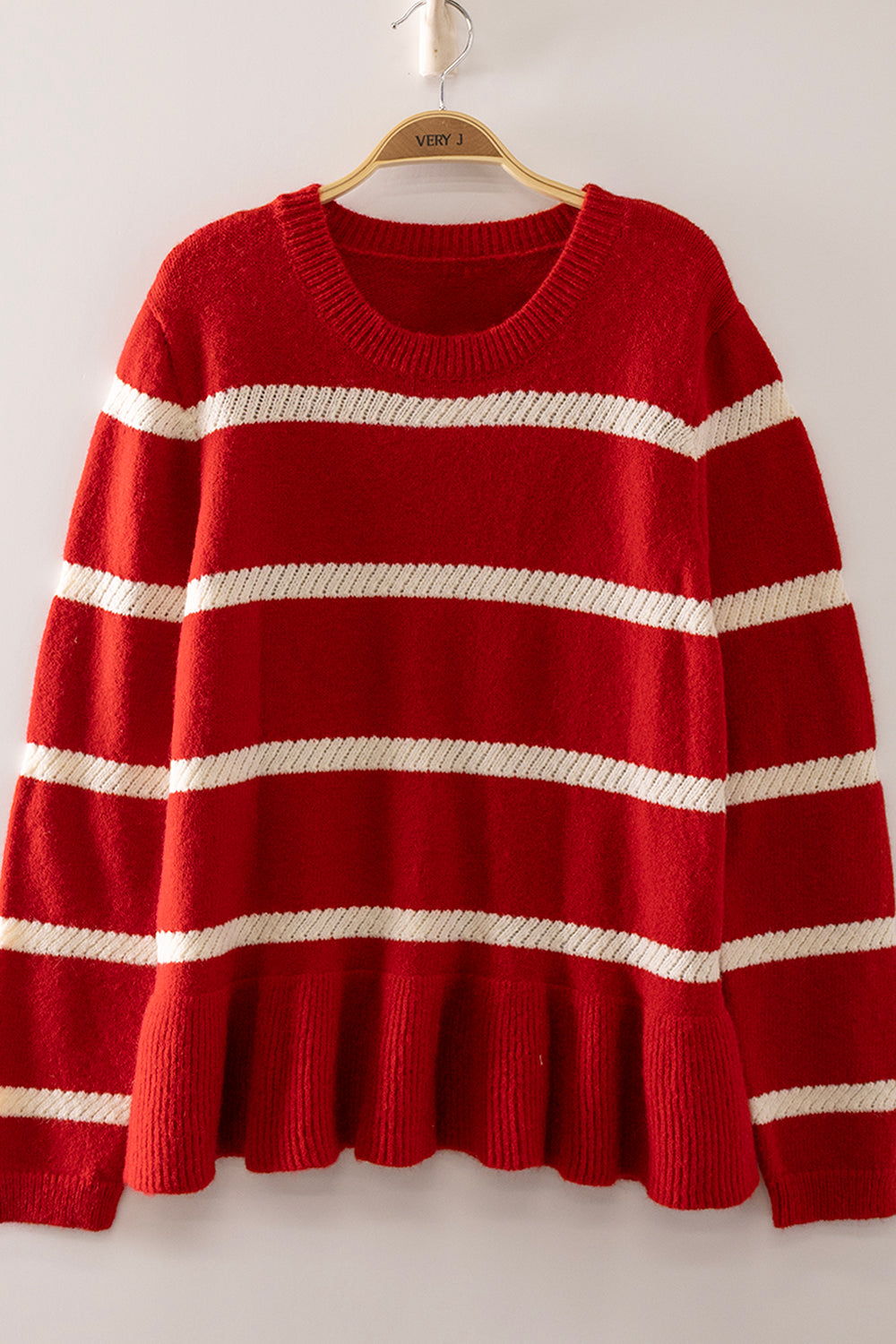 Stripe Ruffle Hem Sweater