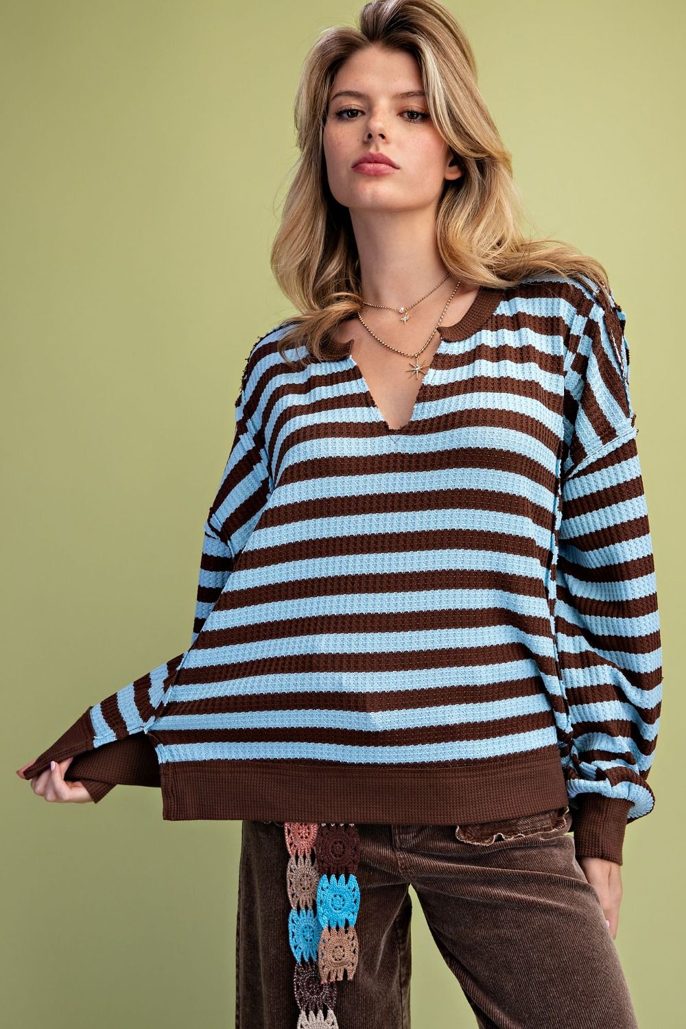 STRIPE THERMAL KNIT TOP