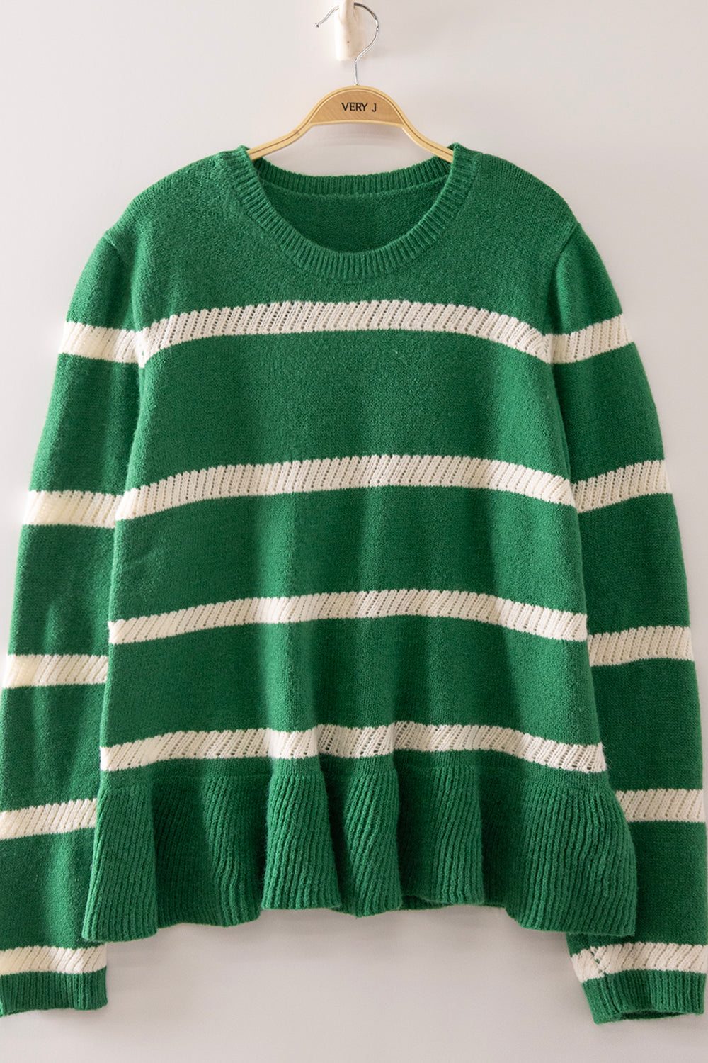Stripe Ruffle Hem Sweater