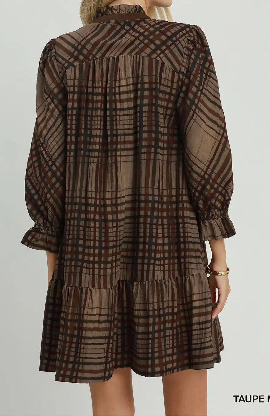 Mix Plaid Tiered Babydoll Dress