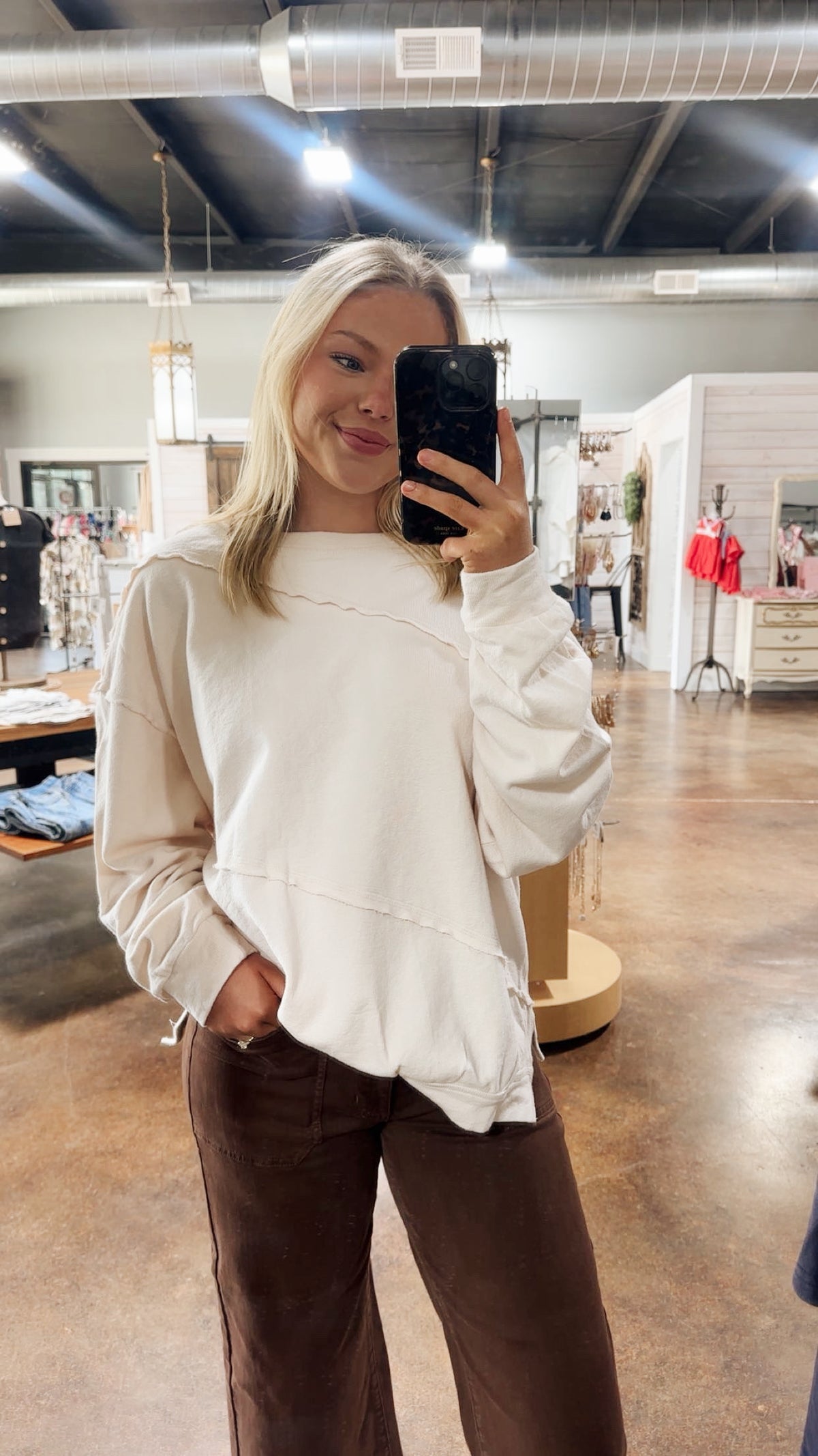 Textured knit banded top