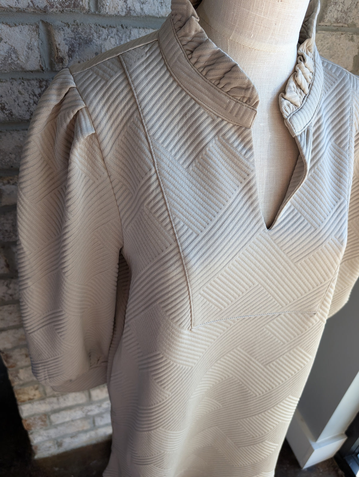Textured Split Neck Dress
