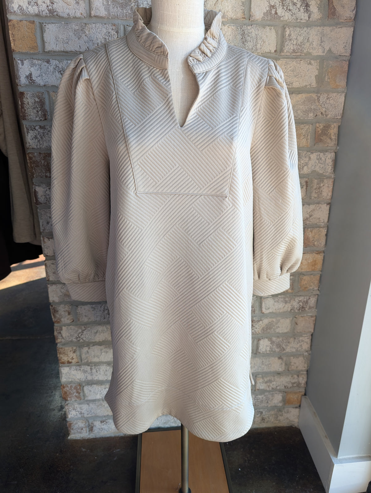 Textured Split Neck Dress