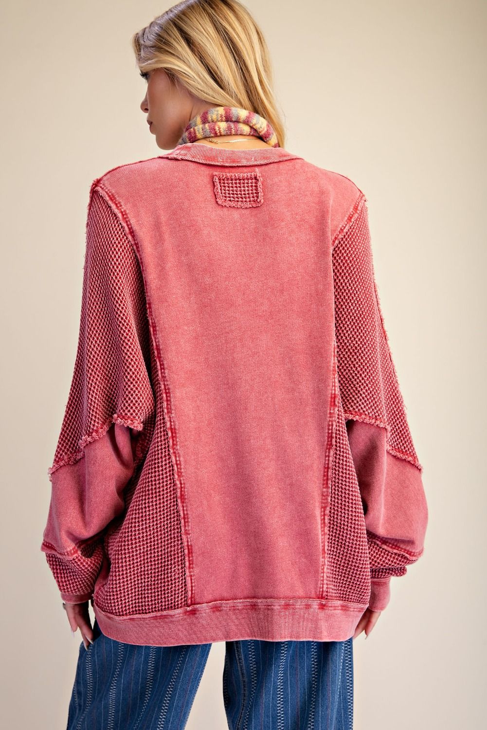 THERMAL MIX WASHED TERRY PULLOVER