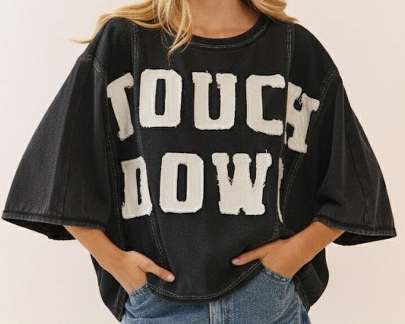 Touchdown acid wash sweatshirt tee plus