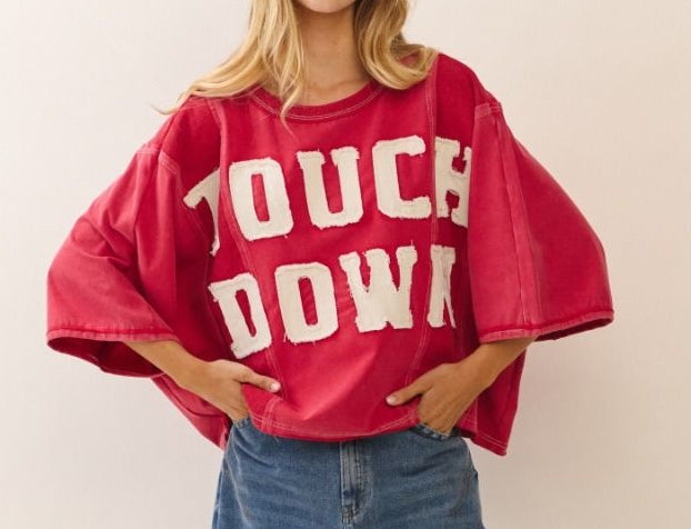Touchdown acid wash sweatshirt tee plus
