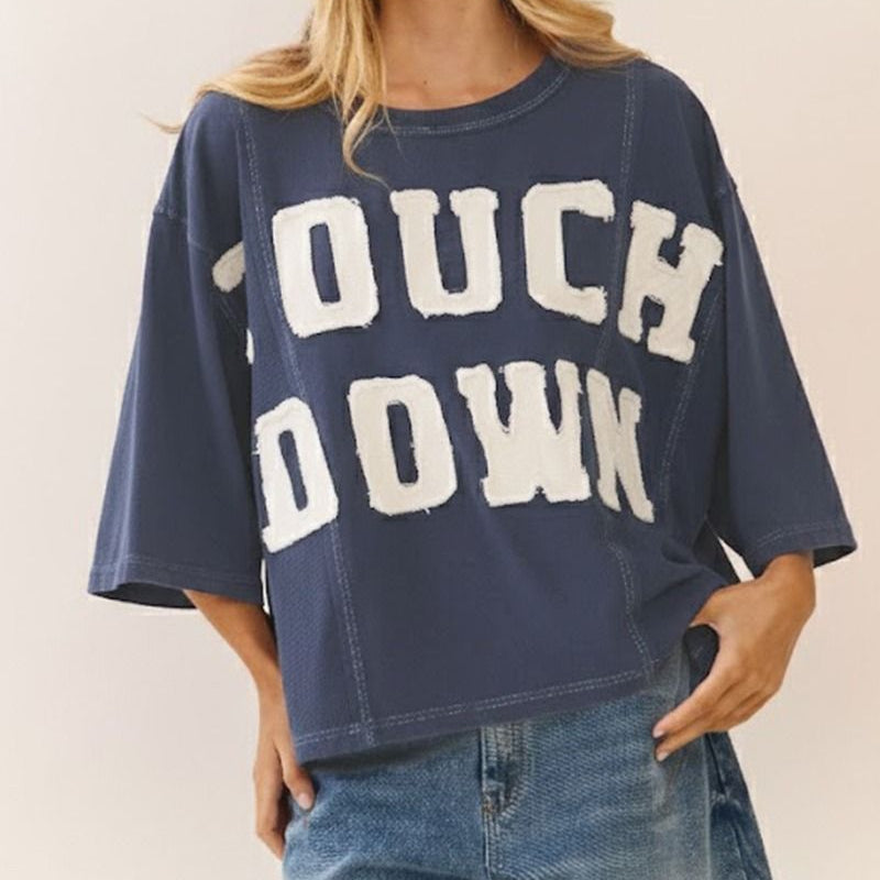 Touchdown acid wash sweatshirt tee plus