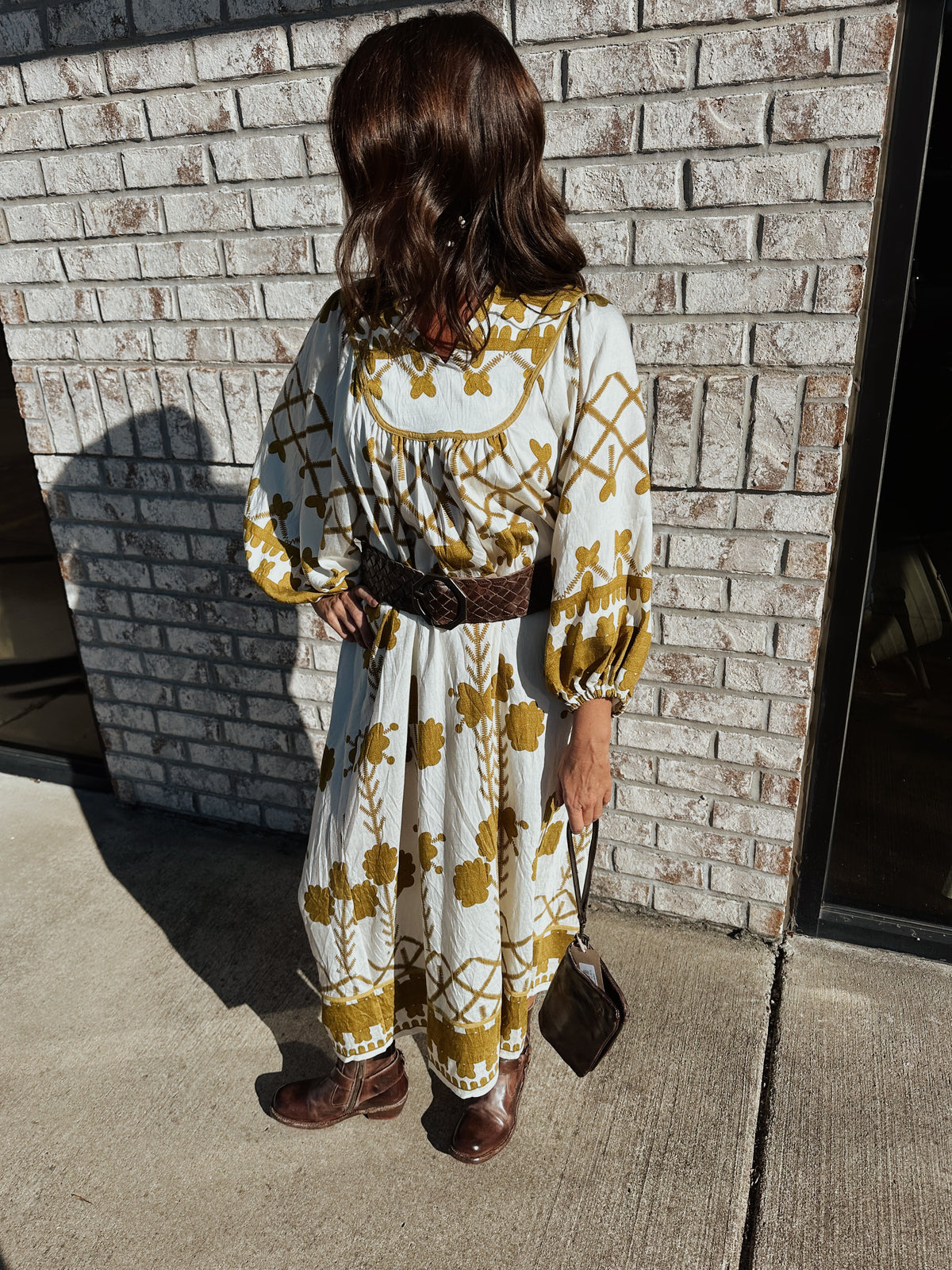 Tribal Print V-Neck Midi Dress