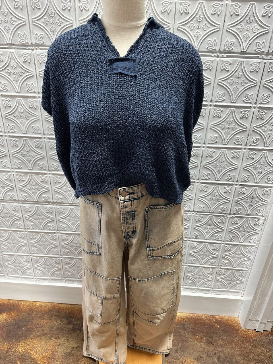 Washed Denim Barrel Jean