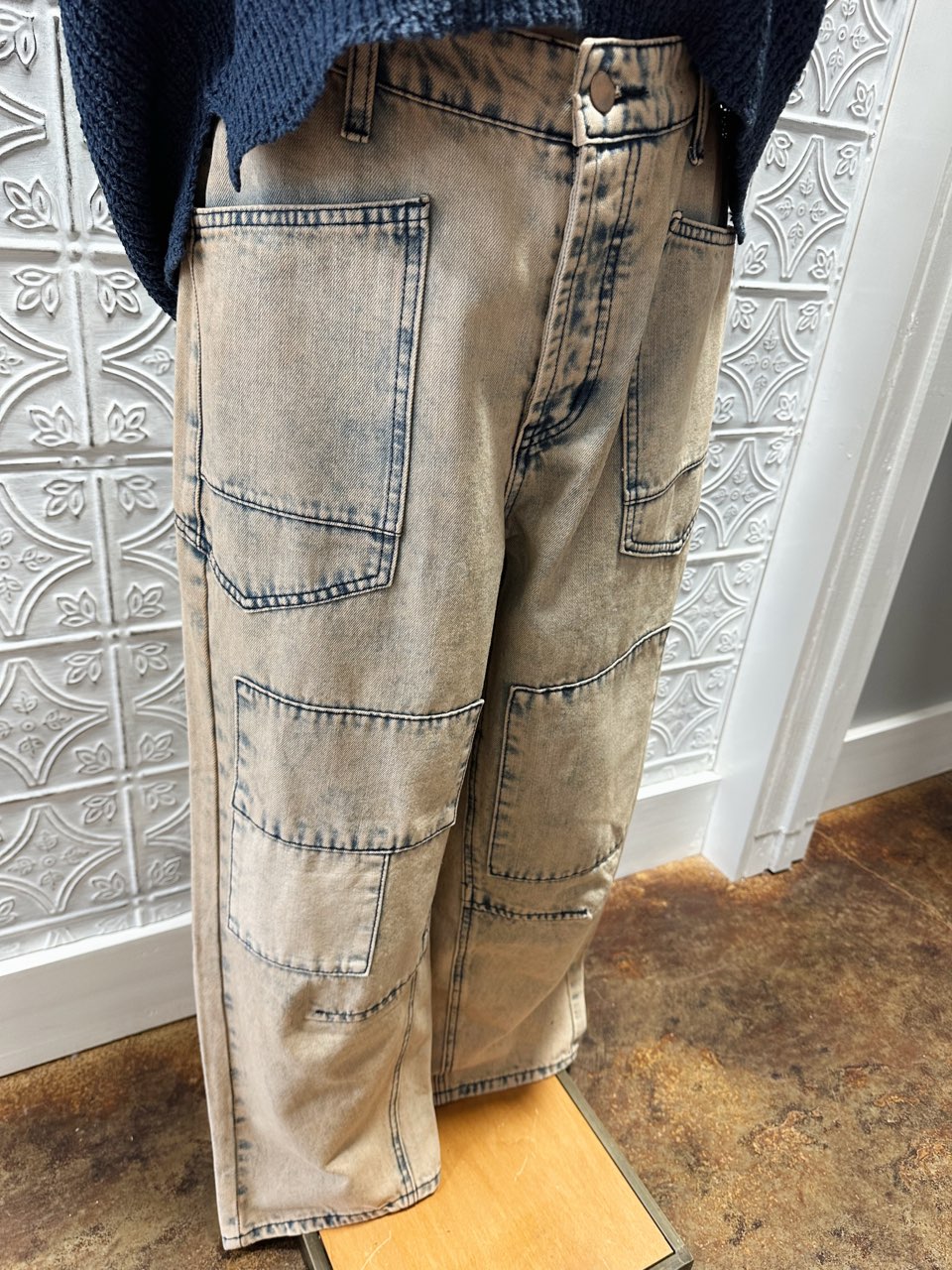 Washed Denim Barrel Jean