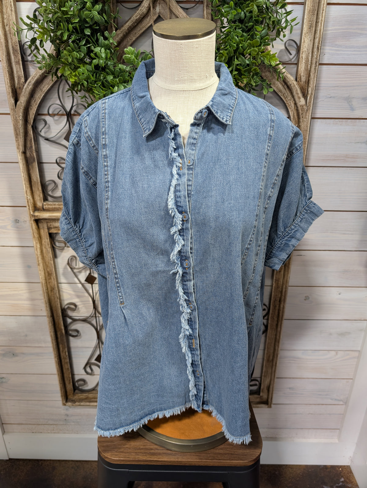 Washed Denim Oversized Top