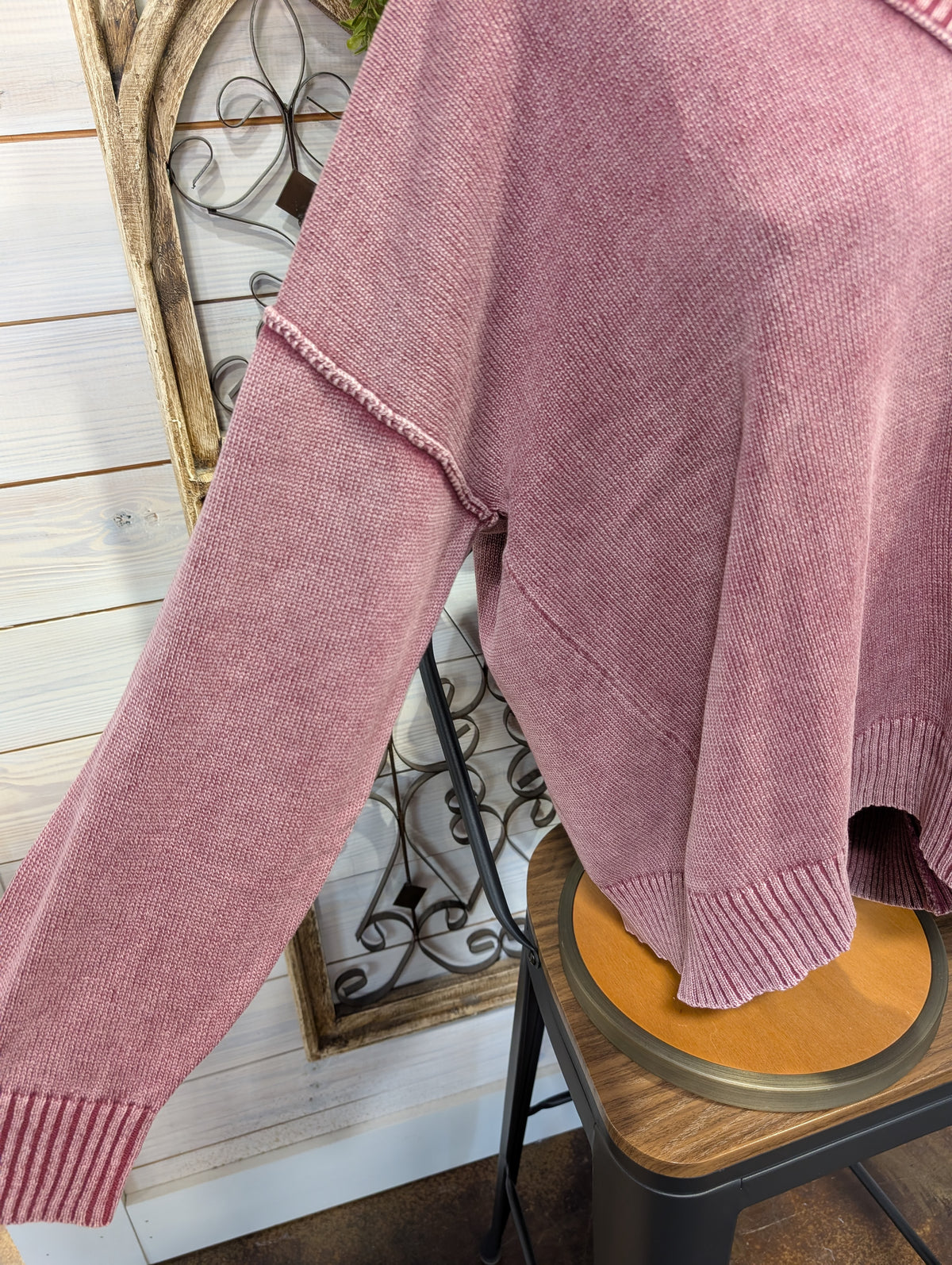 washed V Neck oversized knit sweater