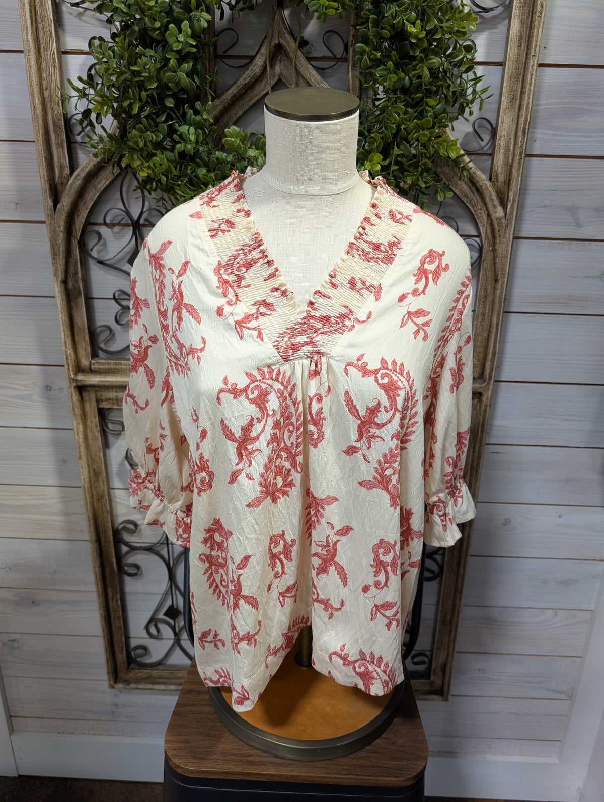 Willow Vine Ruffle Trim Blouse